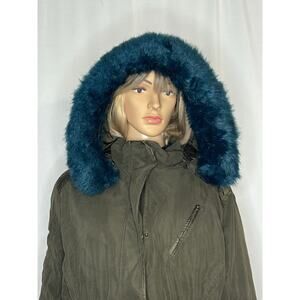 Lane Bryant Plus Size 18/20 Olive Utility Parka Removable Fur Packable Hood